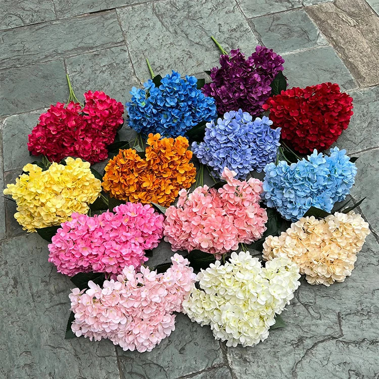 Artificial Hydrangea Bouquet – 5 Heads Silk Flowers