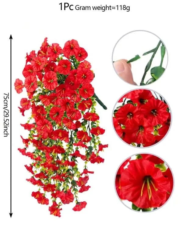Artificial Morning Glory Flower Vine – Silk Hanging Floral Garland for Wedding Arch, Outdoor Garden Decor, Valentine’s Day Wreath, DIY Home Decorations