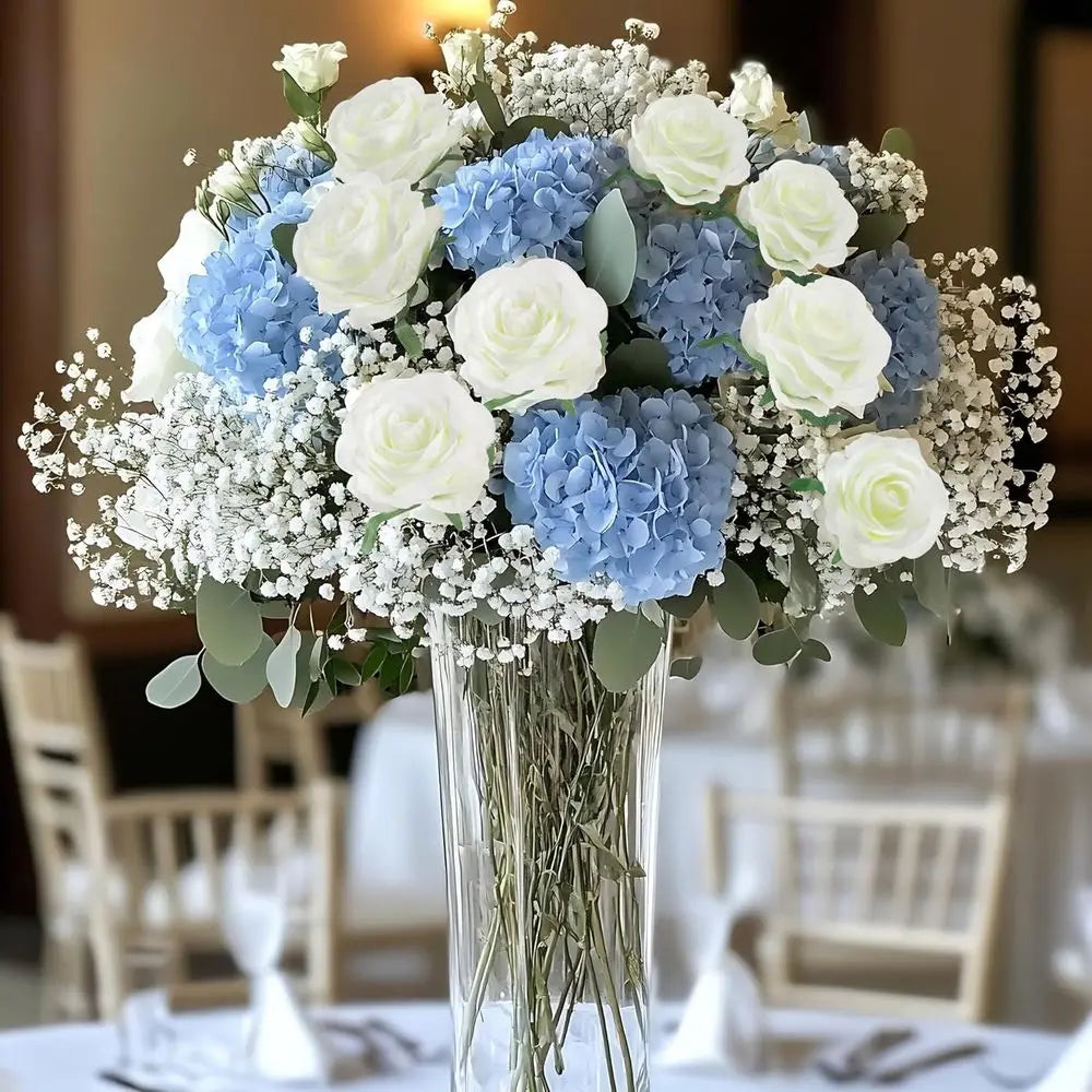 Bulk 50PCS Ivory White Artificial Roses – Long Stem Silk Faux Rose Flowers for Wedding Centerpieces, Outdoor Decor, Party Arrangements & Home Styling