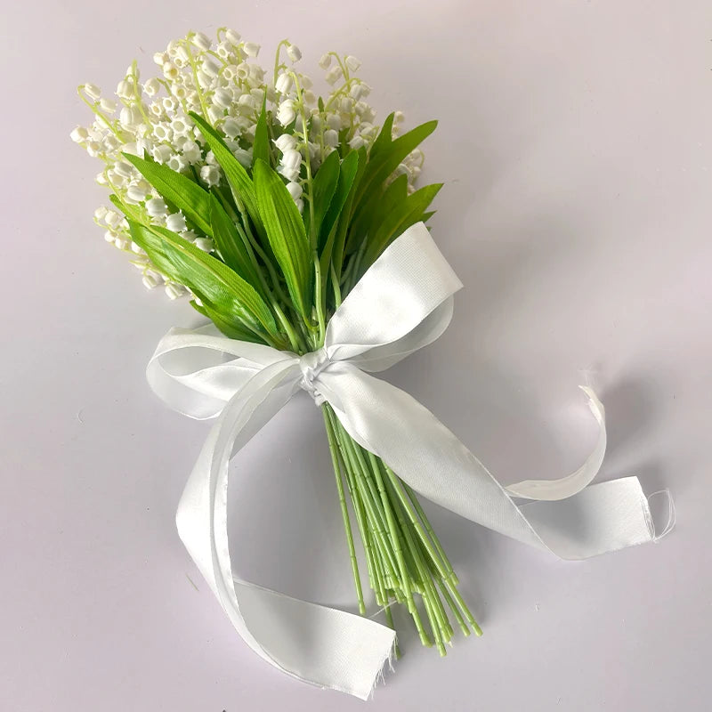 Artificial Lily of the Valley Bouquet Bulk – White Silk Bridal Artificial Bouquet