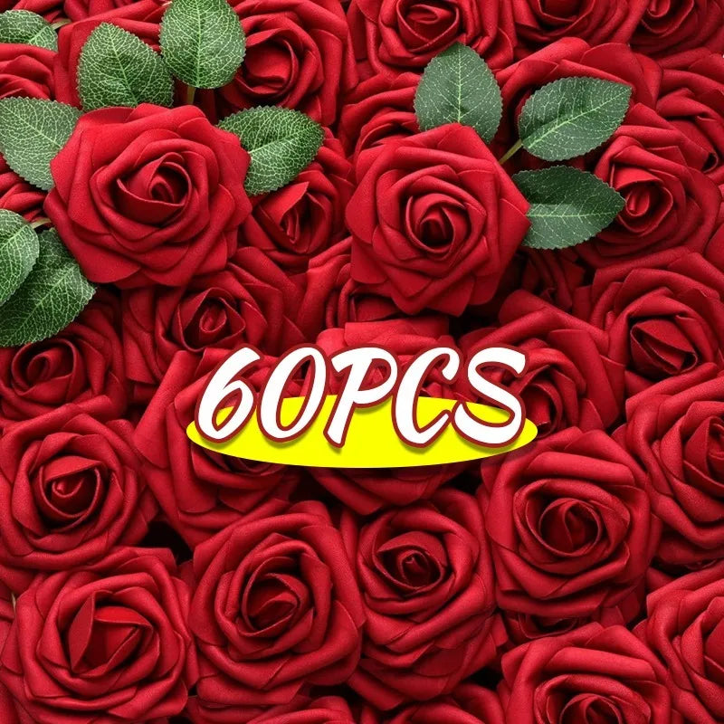 Artificial Red Foam Roses – Velvet DIY Wedding Flower Set