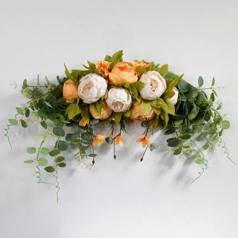 Artificial Champagne Peony & Rose Arch Wreath Bulk – Faux Floral Garland