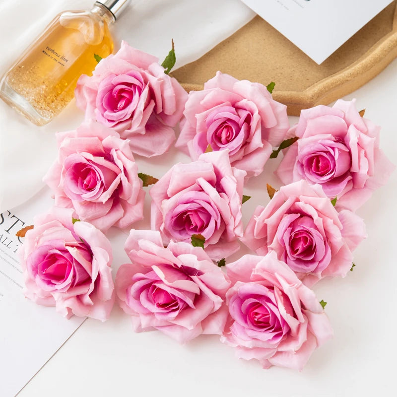 100PCS Artificial Silk Rose Heads Bulk – 10cm Faux Flowers