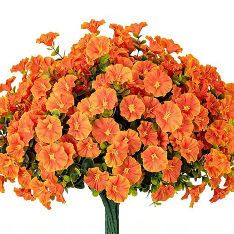 4 Bundles Artificial Morning Glory Flowers – UV Resistant Outdoor