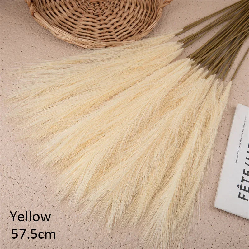 10PCS Artificial Pampas Grass Bouquet Bulk – Silk Reed Grass Stems for Boho Wedding