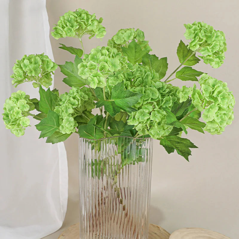 3 Heads Artificial Hydrangea Flowers – Real Touch Faux Hydrangea Branch