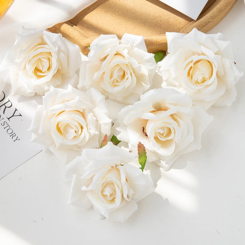 100PCS Artificial Silk Rose Heads Bulk – 10cm Faux Flowers