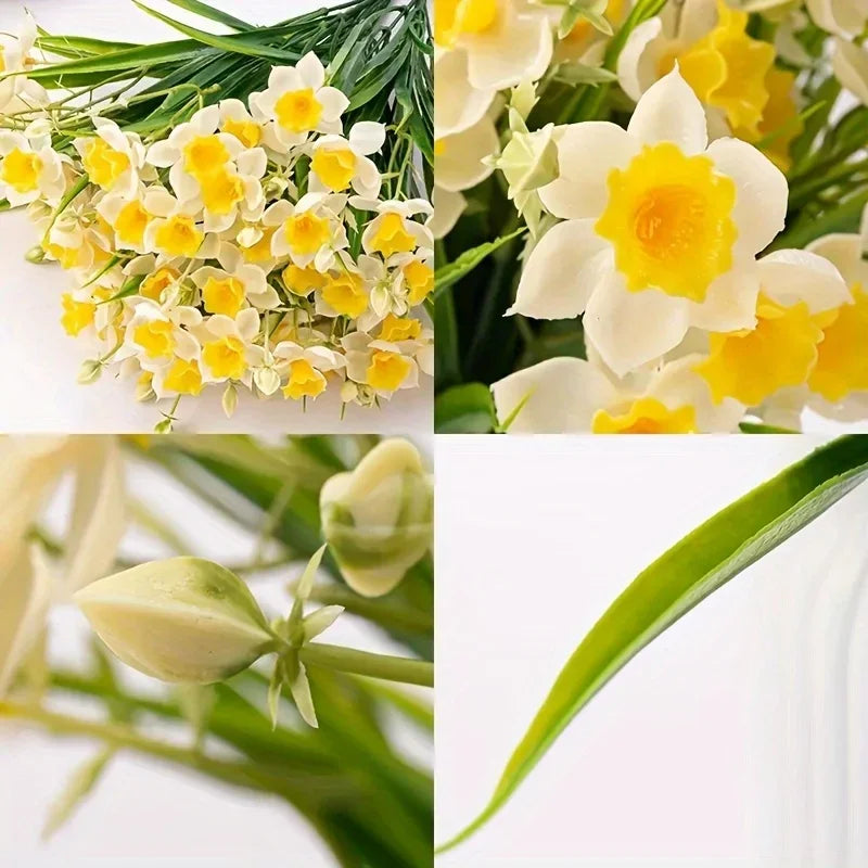 Artificial Daffodil Flowers UV Resistant – Realistic Faux Daffodil Plants Bulk