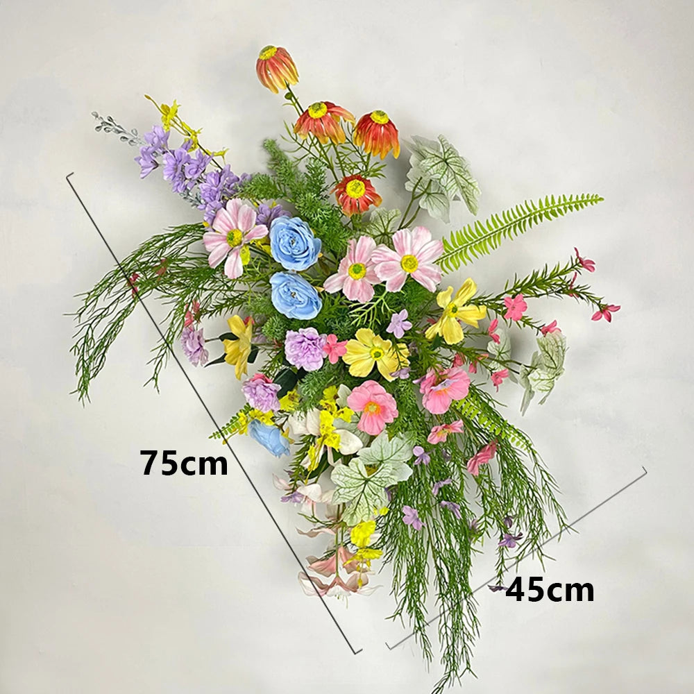 Artificial Green Plants & Rose Wedding Backdrop Flower Row – Silk Hanging Floral Arrangement for Event Stage, Party Decor, Ceremony Arch & Floor Decoration
