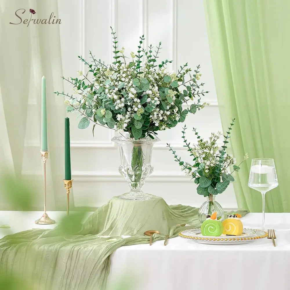 200PCS Artificial Eucalyptus & Baby’s Breath Bulk Stems