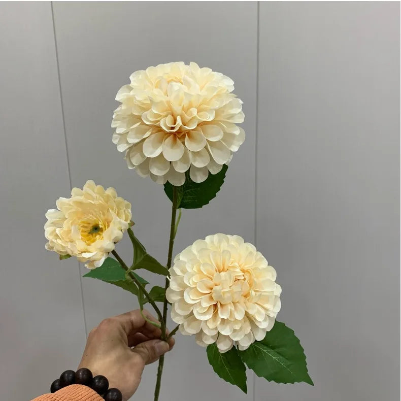 Lifelike Artificial Hydrangea Flowers Bulk – 3-Head Silk Hydrangea Branch