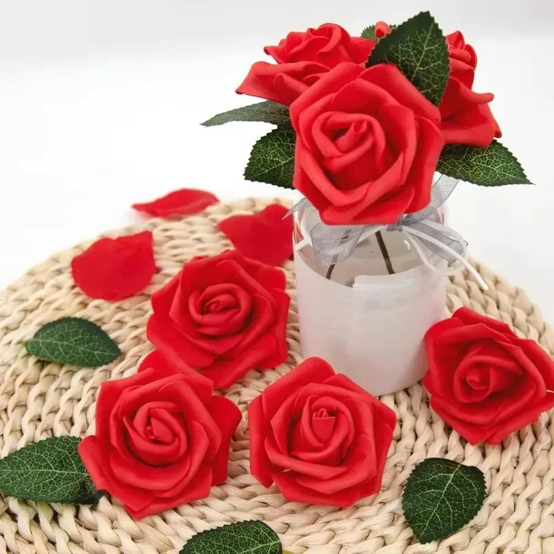 Artificial Red Foam Roses – Velvet DIY Wedding Flower Set