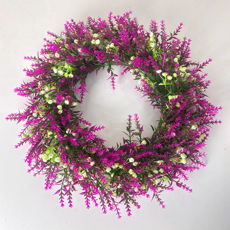 Artificial Lavender Wreath Set – Hanging Lavender Wreaths for Indoor/Outdoor
