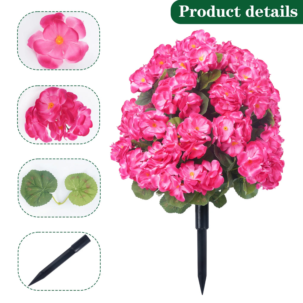 Artificial Begonia Flowers Bulk – Faux Bush Spikes for Outdoor Planters