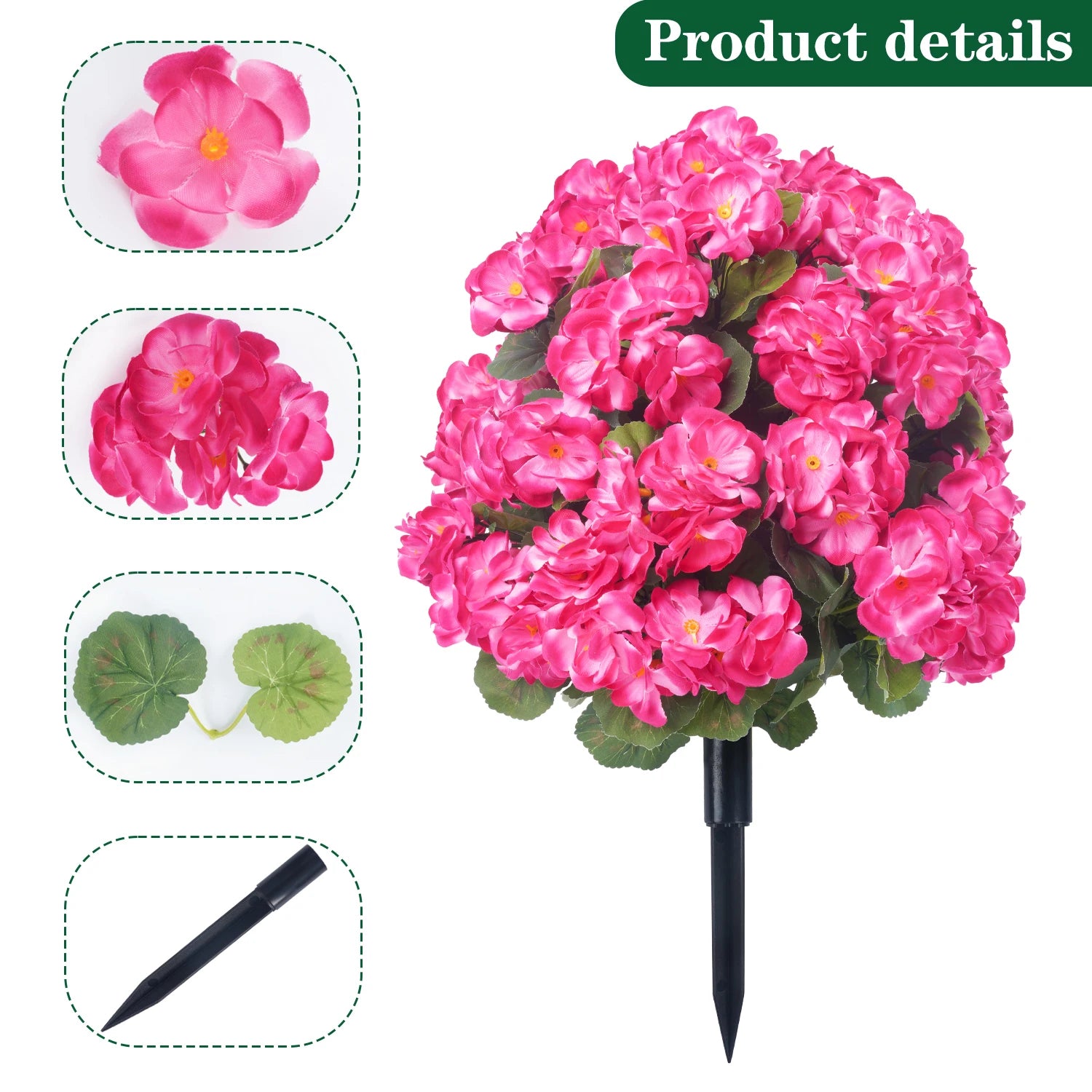 Artificial Begonia Flowers Bulk – Faux Bush Spikes for Outdoor Planters