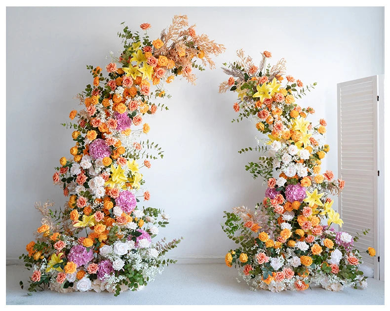 Colorful Rose Wildflower Wedding Arch Backdrop Bulk – Silk Floral Row 160–200cm