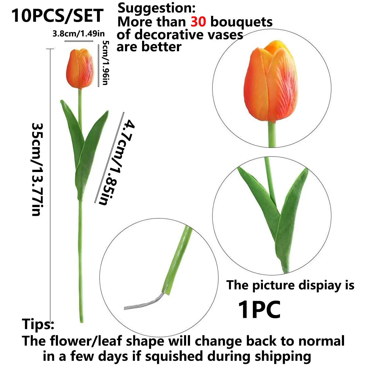 Bulk Artificial Real Touch Tulips – Latex Faux Tulip (10PCS)