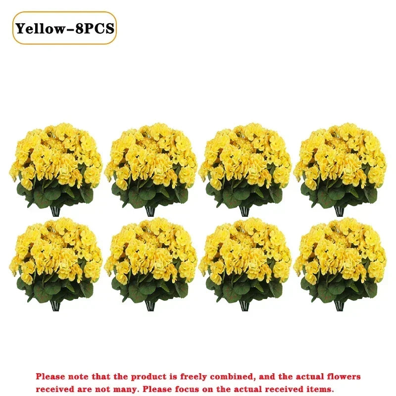 1-8PCS UV Resistant Artificial Begonia Flowers – Realistic Faux Outdoor Flower Heads for Garden, Porch, Patio, Wedding Decor & Floral Arrangements