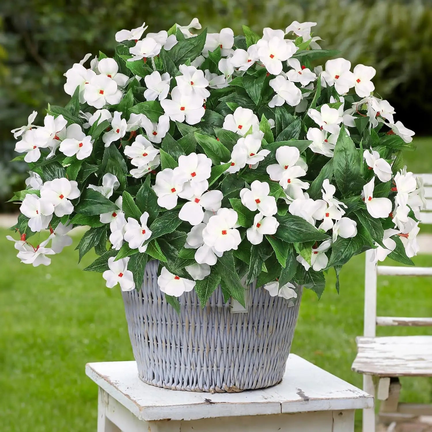 Artificial Silk Geranium Flower Bouquet – Fake Flowers for Outdoors