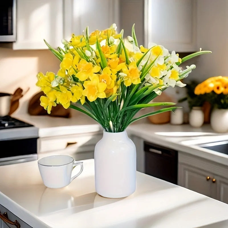 Artificial Daffodil Flowers UV Resistant – Realistic Faux Daffodil Plants Bulk