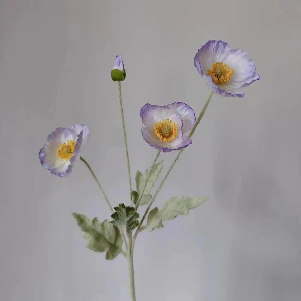 Artificial Poppy Flower Bouquet – 4 Head Silk Faux Poppy Flowers for Home Decor, Wedding Centerpieces, Garden Party Decorations, DIY Floral Arrangements