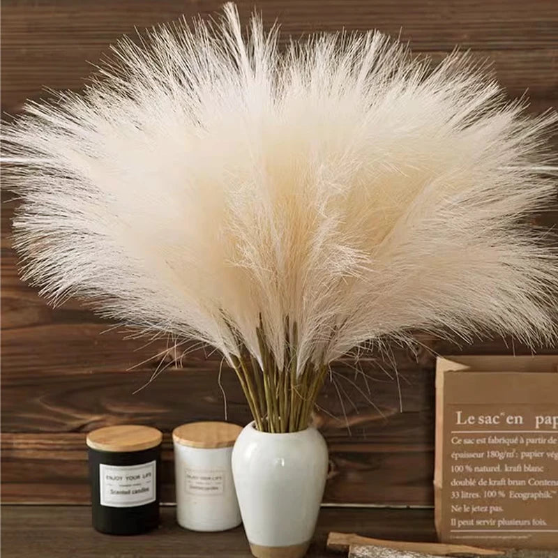 Artificial Pampas Grass Boho Bouquet Bulk (5–10 PCS) – Faux Reed Grass Stems