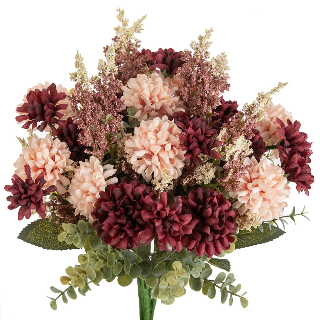 Artificial Lavender Ball Chrysanthemum Bouquet Bulk Arrangement