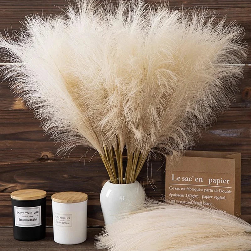 Artificial Pampas Grass Boho Bouquet Bulk (5–10 PCS) – Faux Reed Grass Stems
