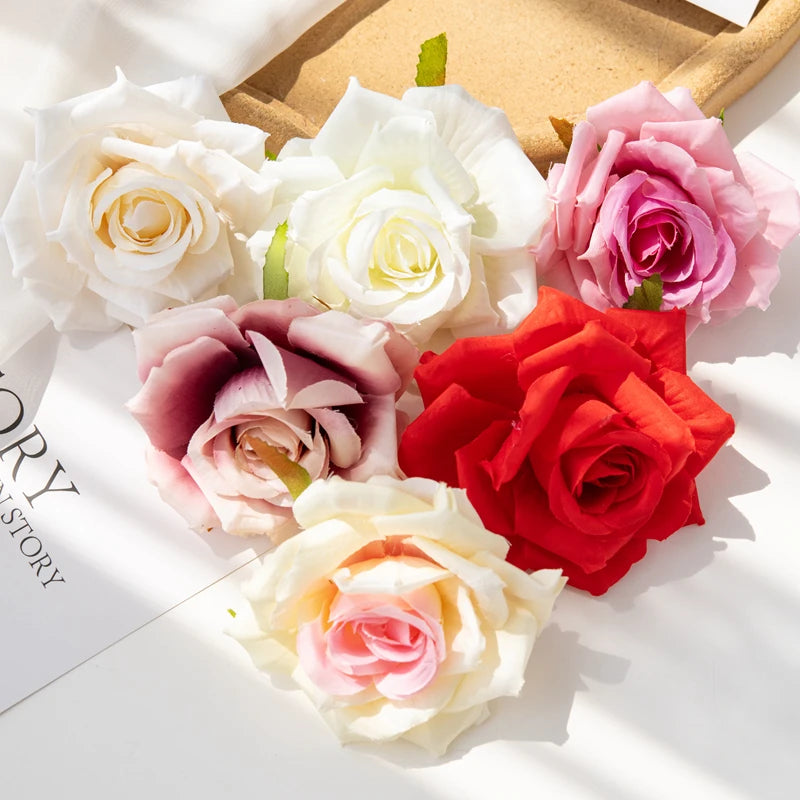 100PCS Artificial Silk Rose Heads Bulk – 10cm Faux Flowers