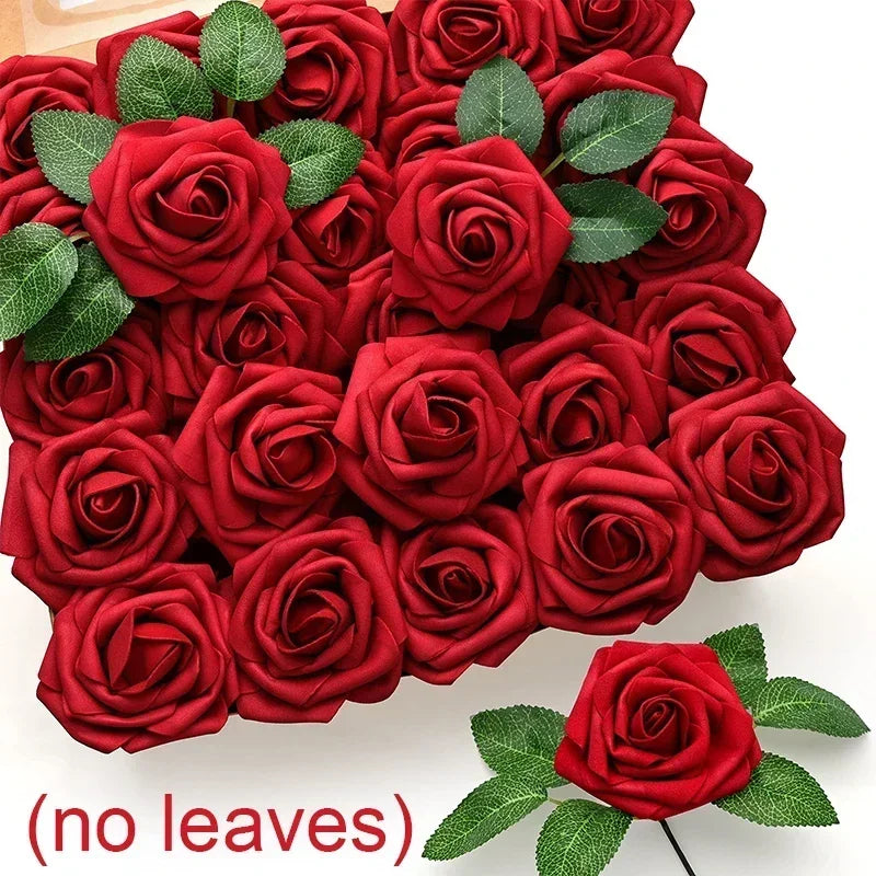 Artificial Red Foam Roses – Velvet DIY Wedding Flower Set
