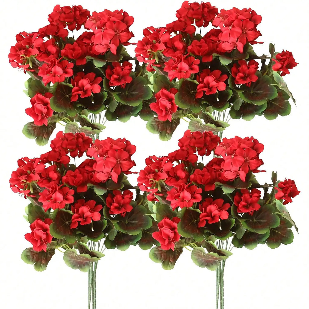 Artificial Hanging Flowers with Green Foliage – Faux Flower Branches for Indoor Outdoor Garden Decor, Porch, Patio, Window Boxes & Hanging Planters (1/2/4PCS Sets)