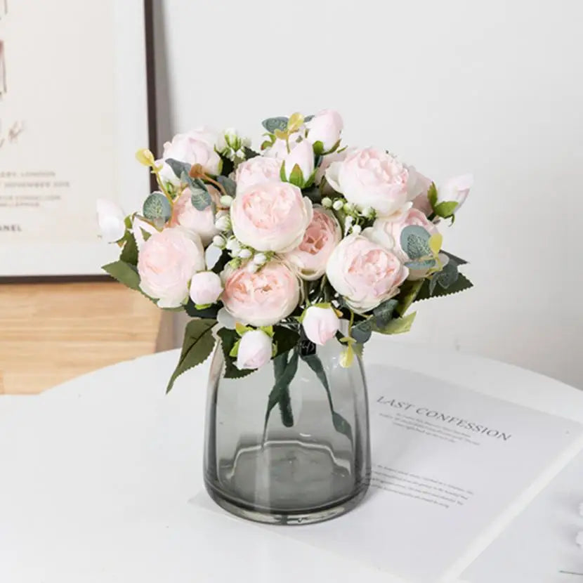 Artificial Peony Bouquet  – Bulk Silk Faux Peony Flowers