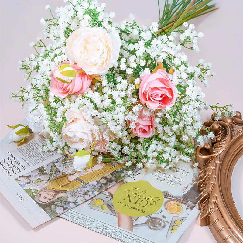 63cm Artificial Baby’s Breath Bouquet – 108 Heads Gypsophila Faux Flowers for Wedding Decor, DIY Floral Arrangements, Home Centerpieces, Party Decorations