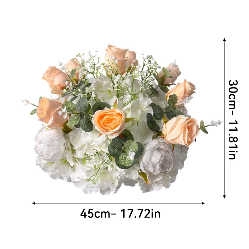 Artificial Flower Ball Wedding Arrangement – Champagne White Rose Silk Floral Sphere