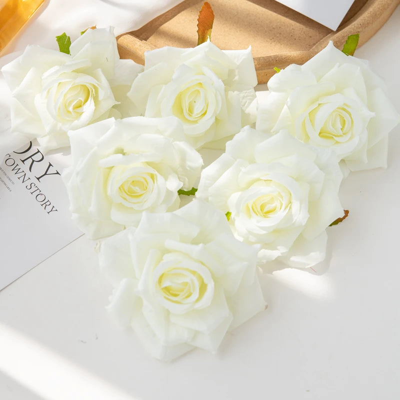 100PCS Artificial Silk Rose Heads Bulk – 10cm Faux Flowers