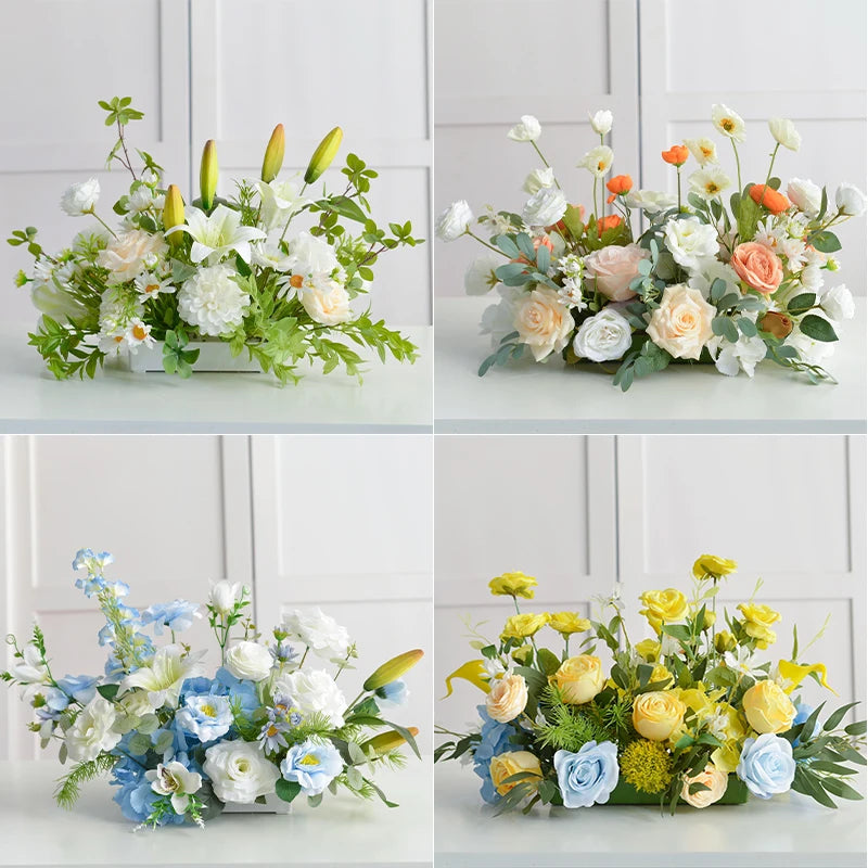 Artificial Rose Peony Flower Row Runner – Silk Wedding Backdrop Garland for Arch Decor, Table Centerpieces, Stage & Event Decoration