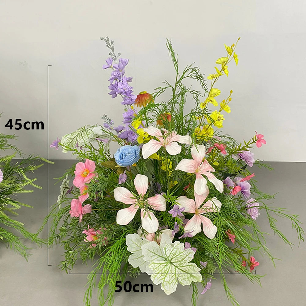 Artificial Green Plants & Rose Wedding Backdrop Flower Row – Silk Hanging Floral Arrangement for Event Stage, Party Decor, Ceremony Arch & Floor Decoration