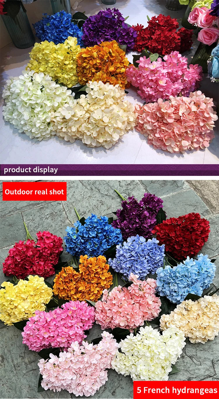 Artificial Hydrangea Bouquet – 5 Heads Silk Flowers