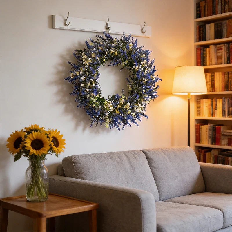 Artificial Lavender Wreath Set – Hanging Lavender Wreaths for Indoor/Outdoor