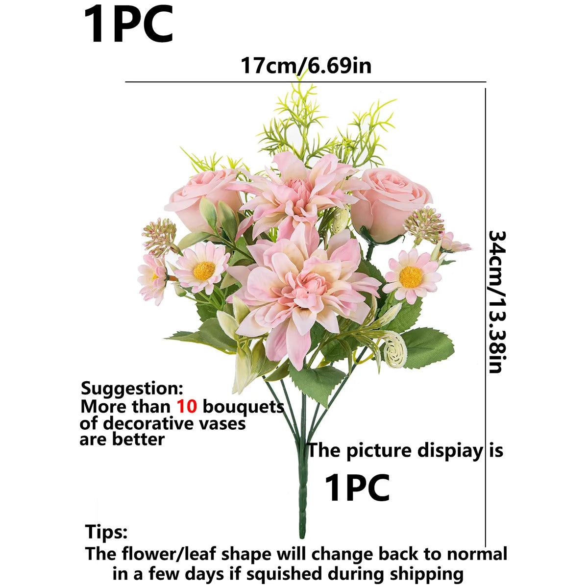 Artificial Dahlia Rose Bouquet – Silk Faux Flowers