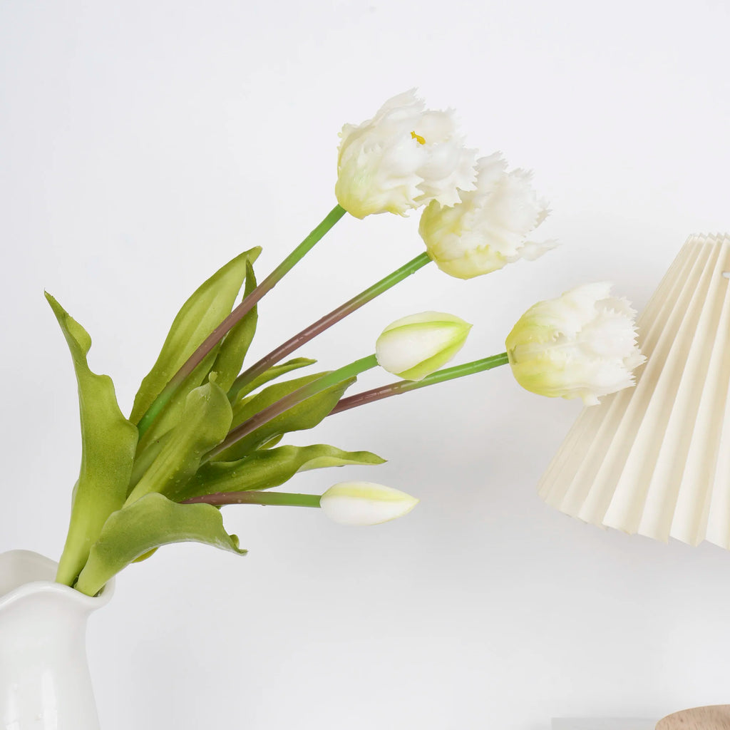 Parrot Wave Real Touch Tulip Artificial Flowers Bulk – Soft Silicone Latex Faux Tulip Bouquet | Perma Petals