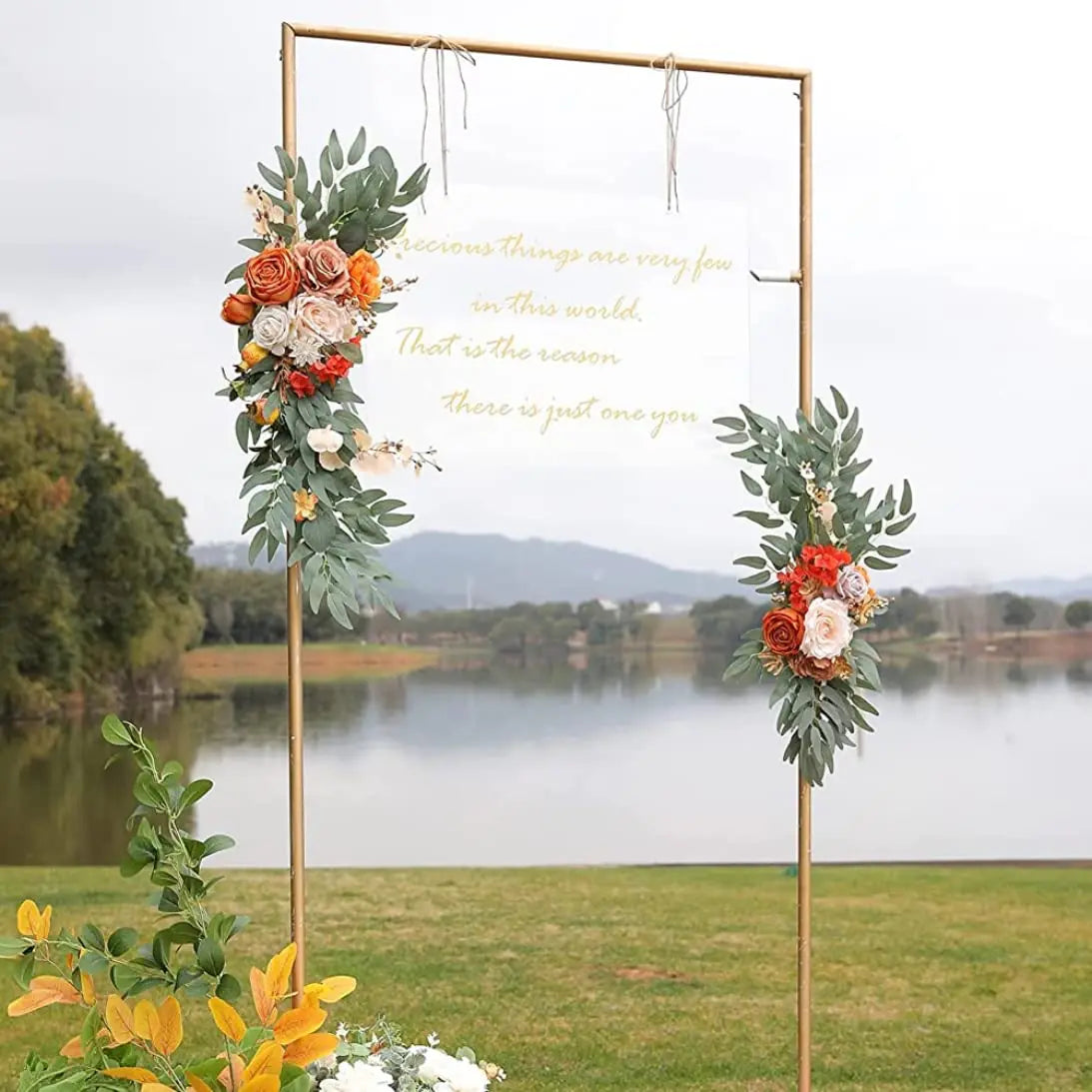 Artificial Rose Welcome Sign Floral Set Bulk (2PCS) – Wedding Decor