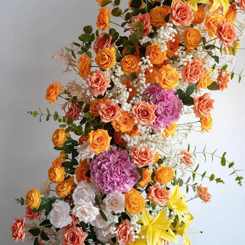 Colorful Rose Wildflower Wedding Arch Backdrop Bulk – Silk Floral Row 160–200cm