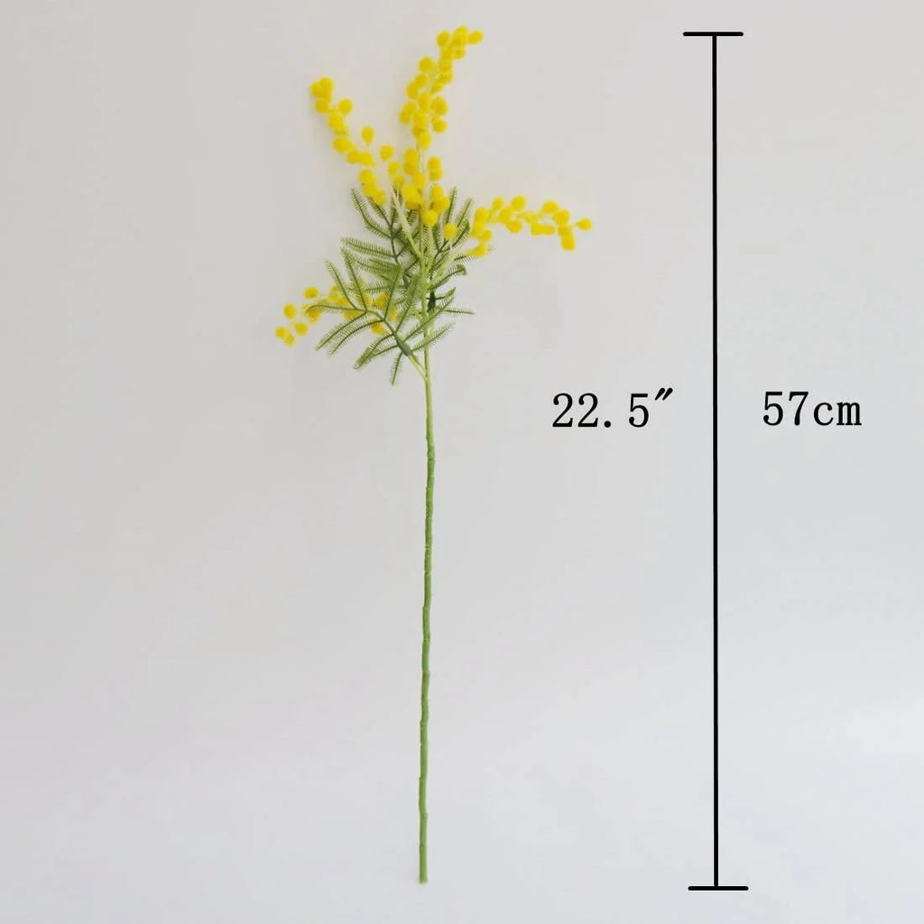 Artificial Albizia Julibrissin Mimosa Branch – 6pcs Yellow Flower Decor
