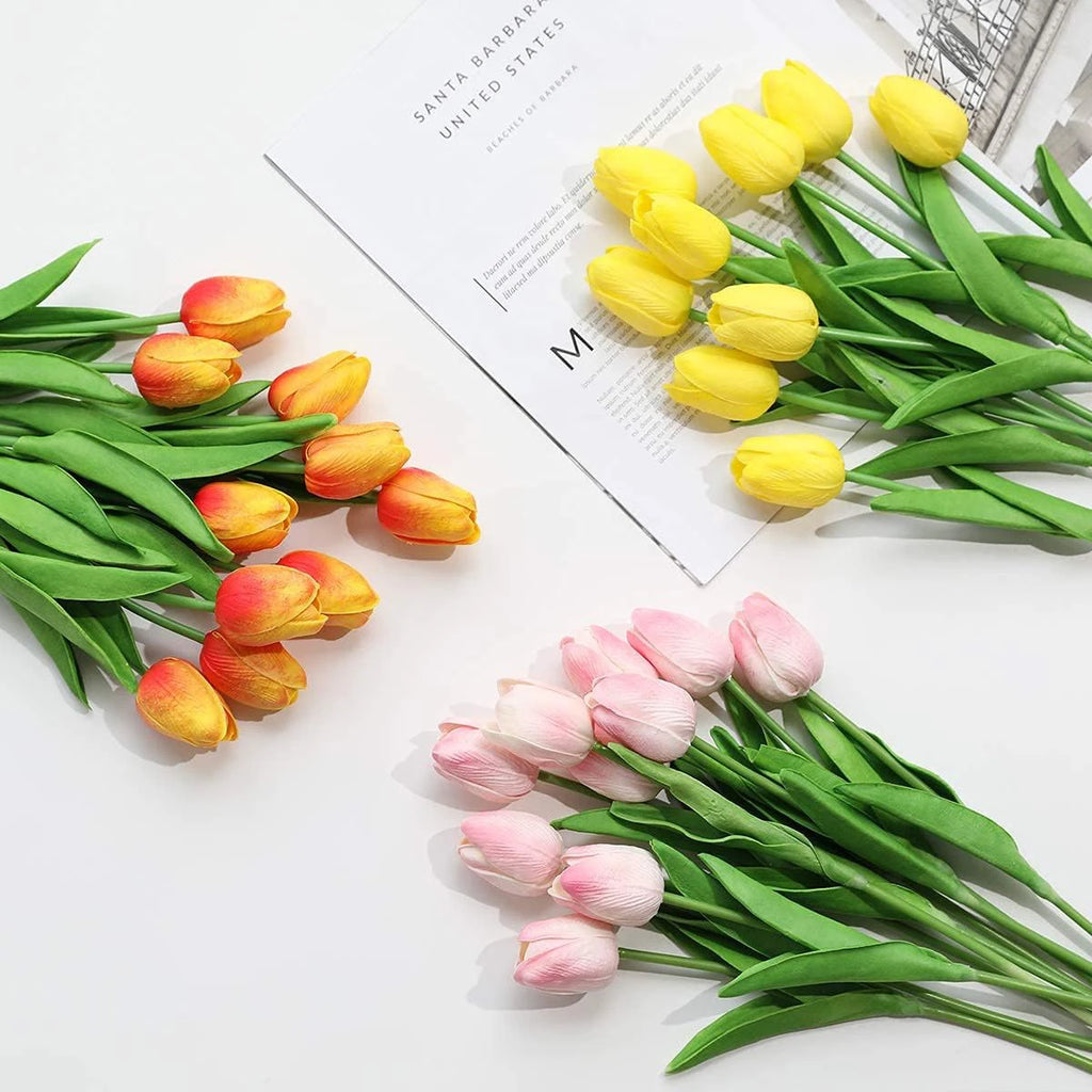Real Touch Artificial Tulip Flowers Bulk (10/30pcs) – Premium Latex Faux Tulips