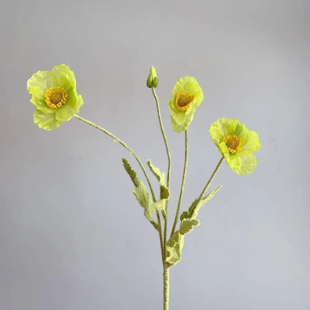 Artificial Poppy Flower Bouquet – 4 Head Silk Faux Poppy Flowers for Home Decor, Wedding Centerpieces, Garden Party Decorations, DIY Floral Arrangements