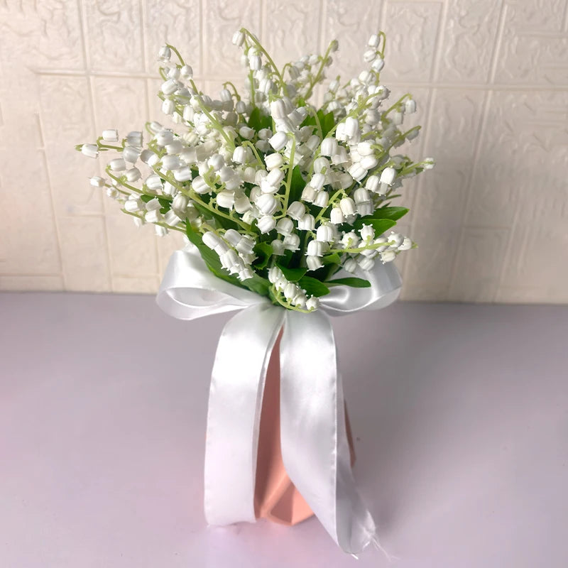 Artificial Lily of the Valley Bouquet Bulk – White Silk Bridal Artificial Bouquet