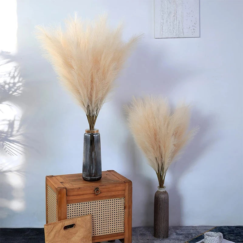 Artificial Pampas Grass Boho Bouquet Bulk (5–10 PCS) – Faux Reed Grass Stems