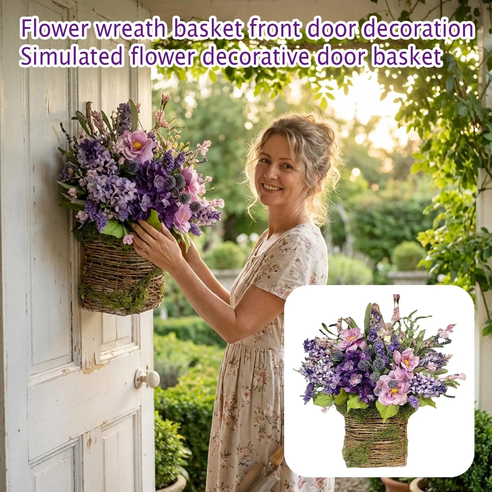 Artificial Flower Hanging Basket, Front Door Decor