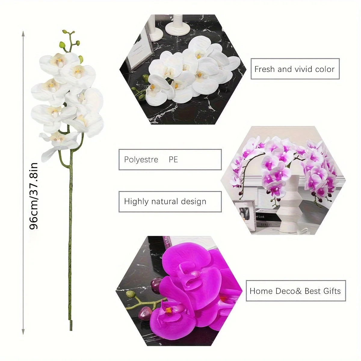 38" Artificial Butterfly Orchid Bouquet Bulk – 9-Head Faux Phalaenopsis Orchids